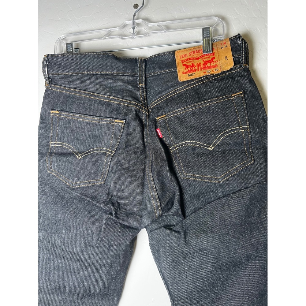 Levi Strauss 501 Original Fit Jeans Mens 30x29 Dark Wash Indigo Button Fly Denim